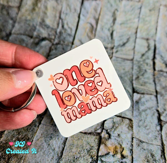 One love mama wood keychain