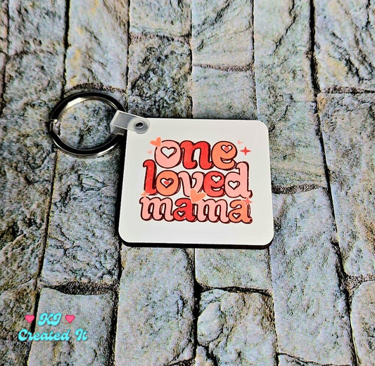 One love mama wood keychain