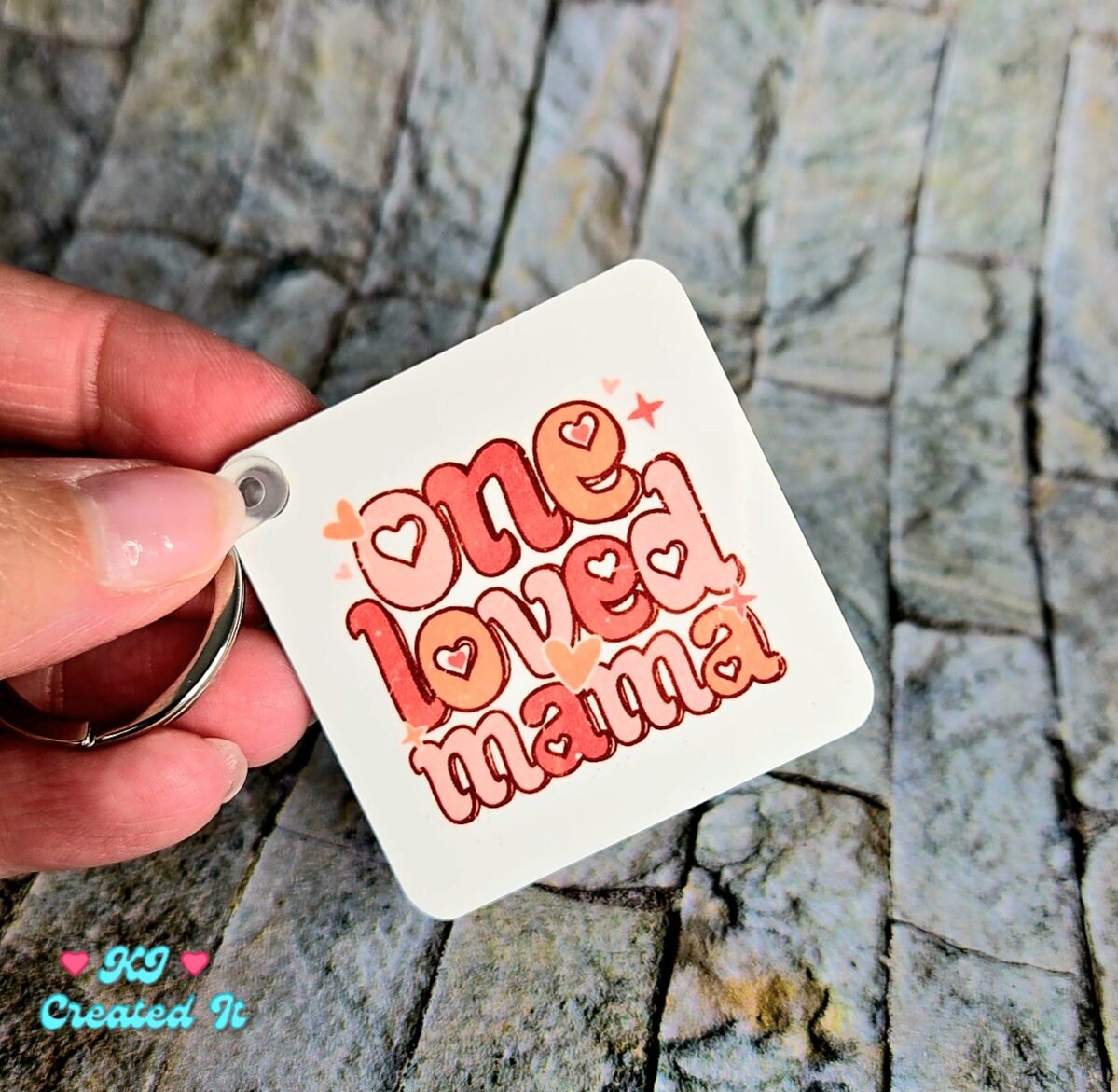 One love mama wood keychain